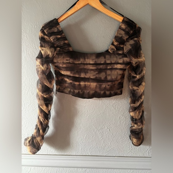 Zara | cropped | long sleeve | layered | top | s - Picture 5 of 11